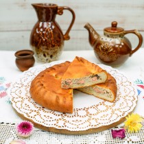 Пирог с горбушей и рисом